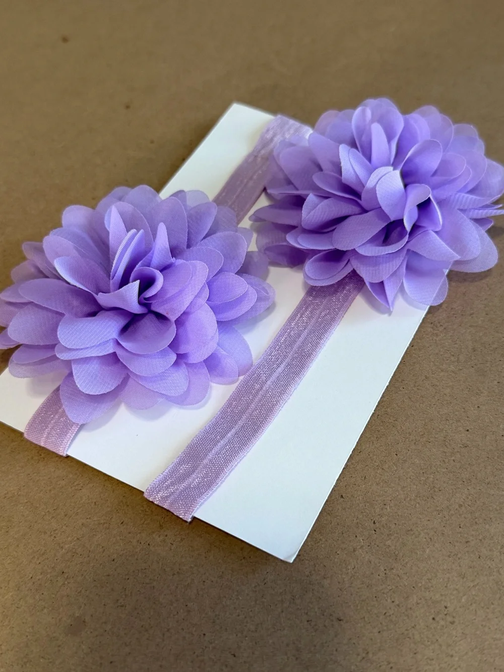 Lavender floral elastic headbands for girls pack of 2